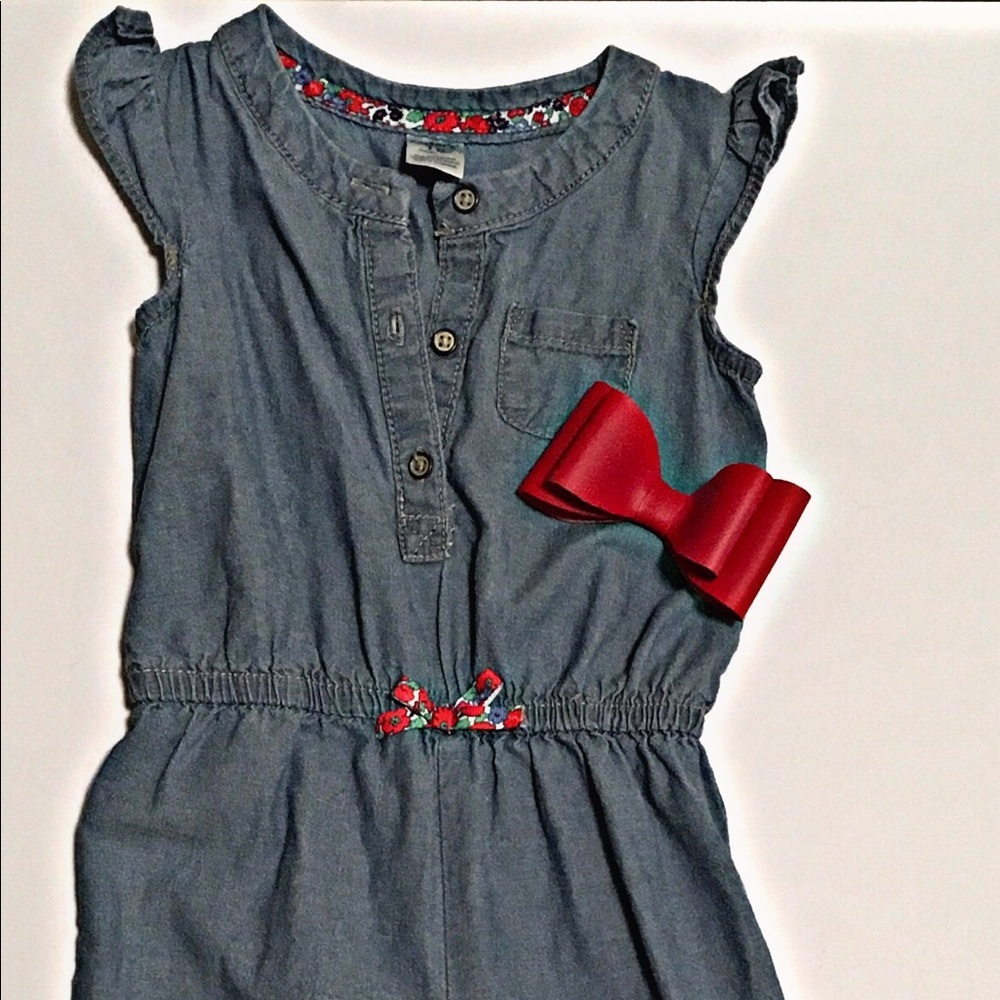 Bundle baby romper and faux leather bow